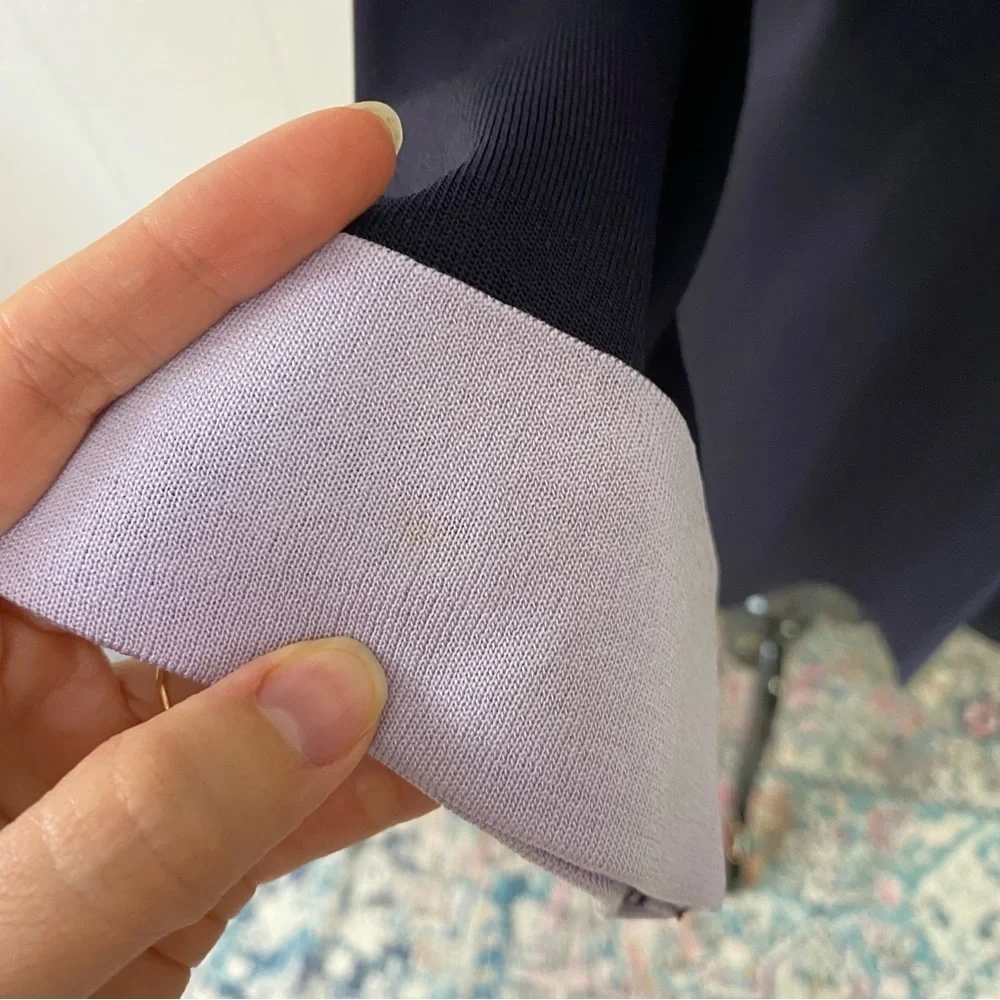 Exclusively Misook Open Cardigan Blazer Women's Navy Blue Light Purple Size S* - Picture 5 of 13